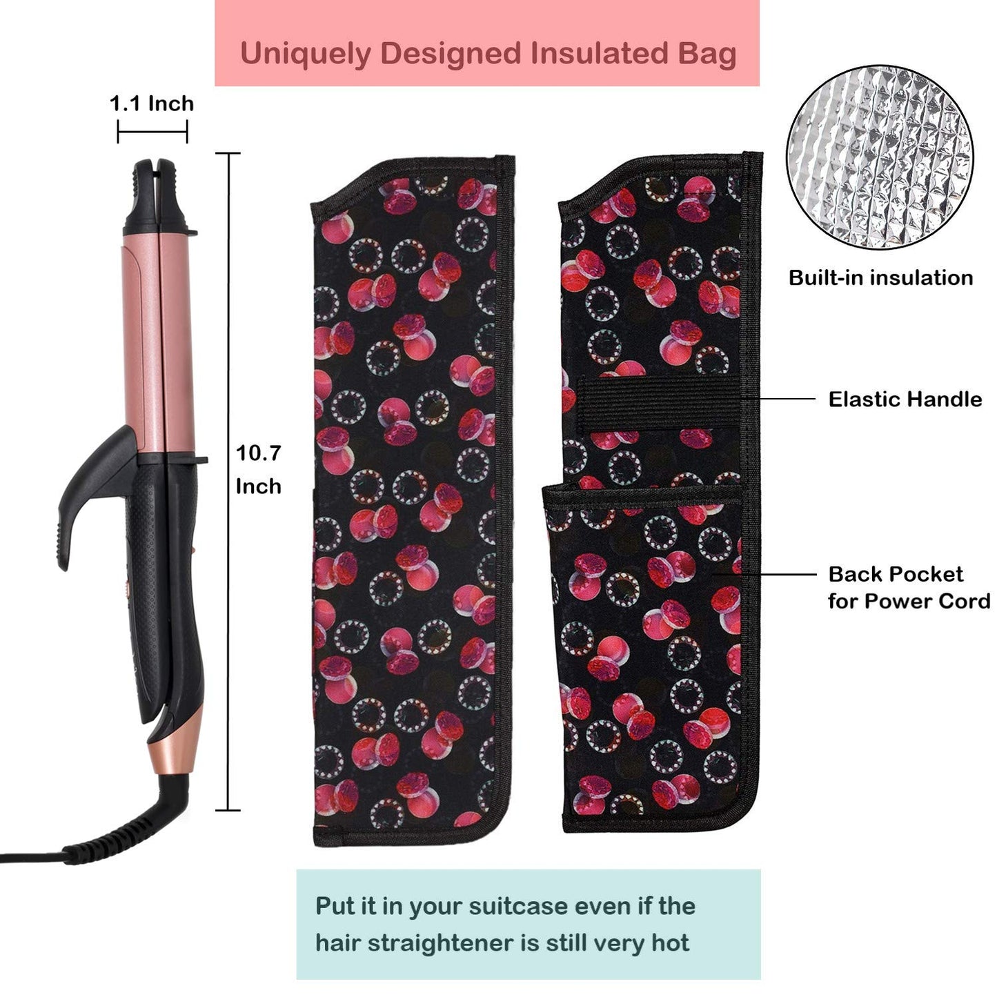 JYfeel 2-in-1 Flat Iron & Curling Iron, Travel Hair Straightener and Curler Combo with 1" Ceramic Plate, Dual Voltage, Rose Gold