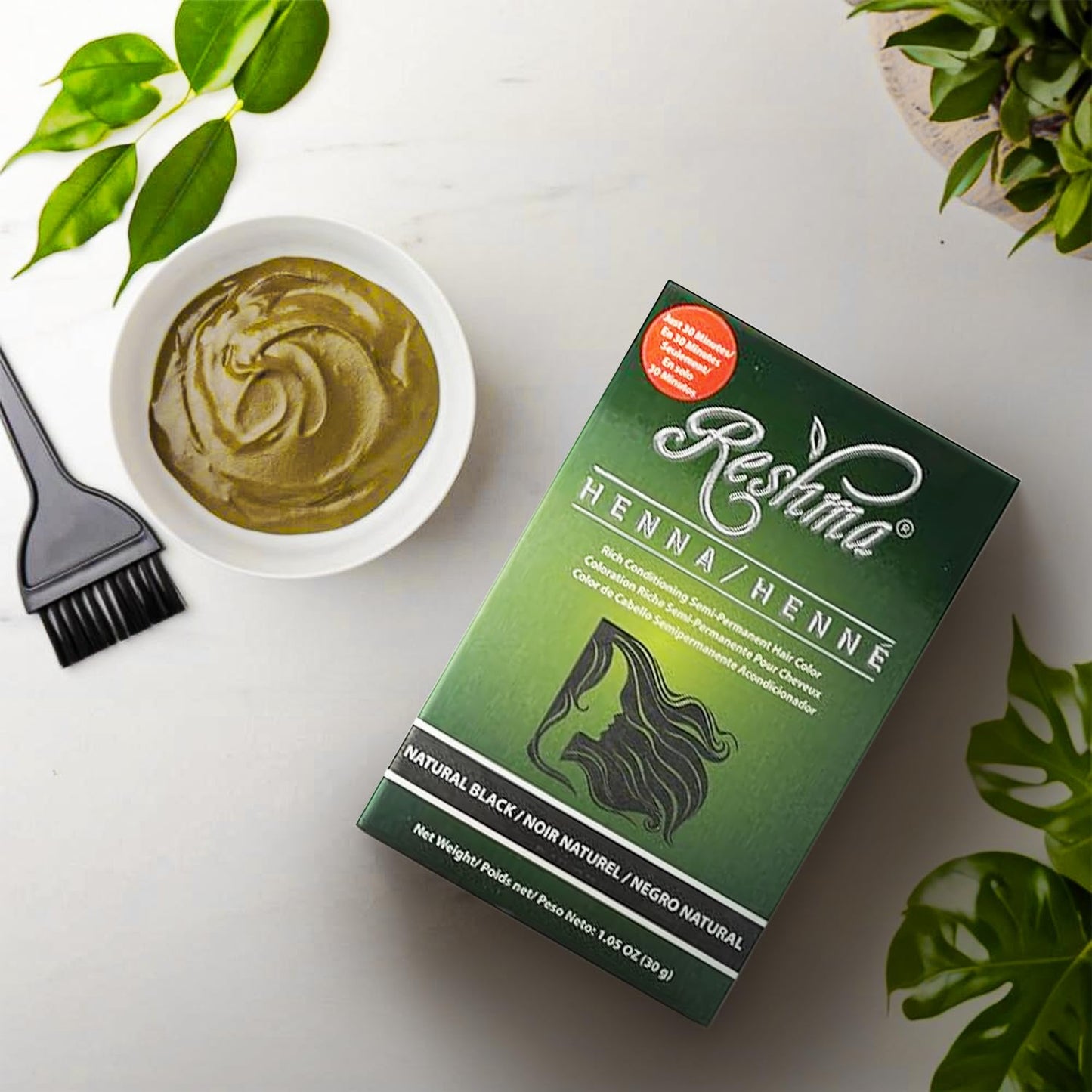 Reshma Beauty 30 Minute Henna Hair Color Infused with Plant-Based Lawsonia Inermis 100% Gray Coverage for Soft, Shiny Hair, Hair Dye-1.05 oz Pack of 1