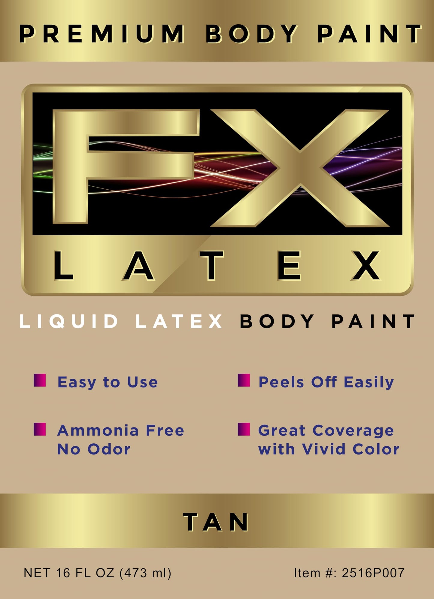 Liquid Latex - Face and Body Paint, Ammonia Free, Easy On and Off, Cosplay Makeup, Create Professional Monster, Zombie Arts 16 Oz (Tan)