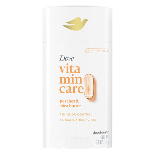 Dove VitaminCare+ Aluminum Free Deodorant Stick for 72H Odor Protection Peaches & Shea Butter Breathable Deodorant for Women 2.6 oz Beauty and Personal Care Dove