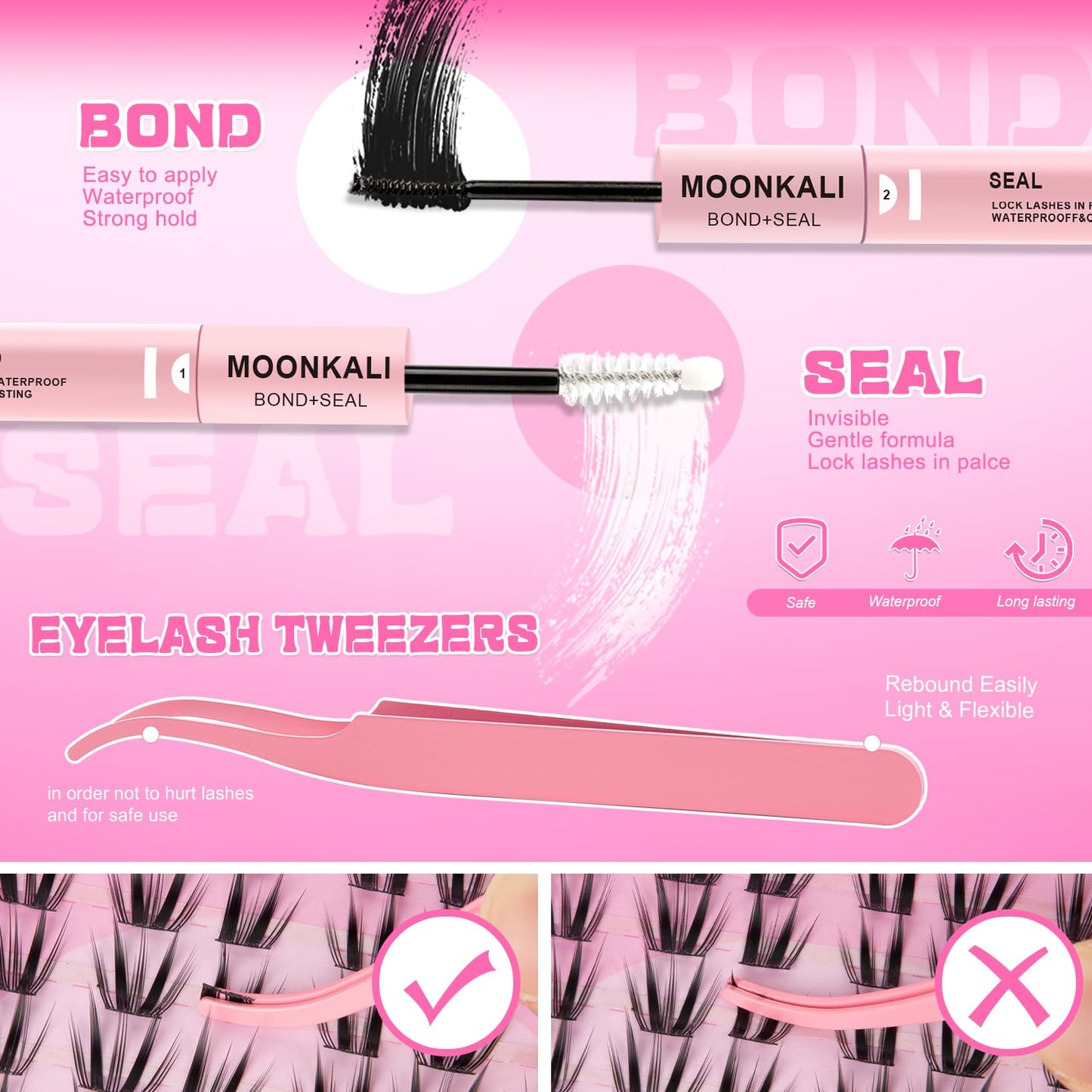 MOONKALI Lash Clusters Fairy Eyelash Cluster Manga 8-18MM D Curly 132Pcs Beauty and Personal Care MOONKALI