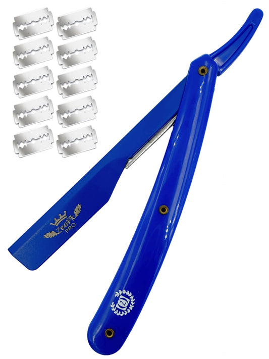 Barbero Cuchilla Barber Razor Navaja Straight Clean Shave Free Blades Salon Shaving Classic Stainless Steel (Blue Razor Holder) Beauty and Personal Care Liberty Supply