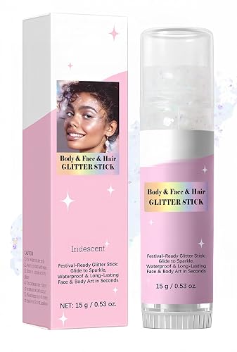 MAEPEOR Body Glitter Stick 6 Colors Holographic Mermaid Sequins Chunky Face Glitter Stick Singer Concerts or Music Festival Rave Body Makeup (Color