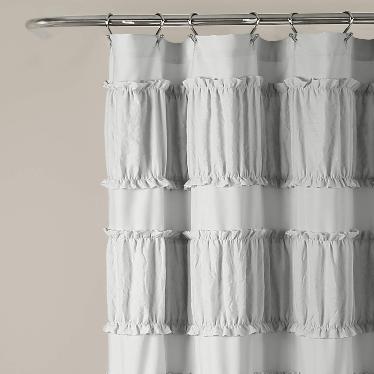 Lush Decor Nova Ruffle Shower Curtain, 72" x 72", Gray