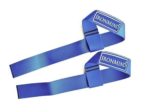 IronMind Strong-Enough Lifting Straps (Pair) - Blue Nylon Wrist Wraps for Weightlifting, Deadlifts, Strength Training