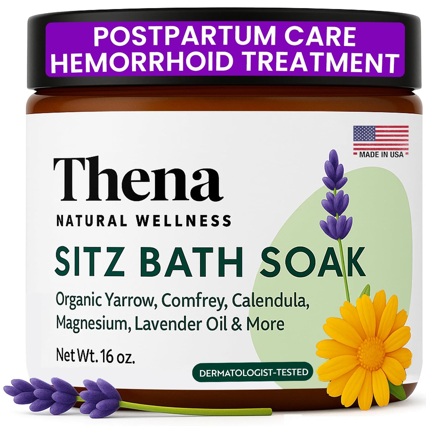Best Organic Sitz Bath Soak Postpartum Care and Post Partum Essentials, Natural Hemorrhoid Treatment for Women & Moms with Epsom Dead Sea Salt Witch