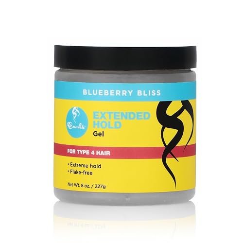 Curls Blueberry Bliss Extended Hold Gel - 8 oz, Flake-Free Strong Hold Curly Hair Gel for Styling Type 4 Hair, No Dryness or Stiffness, Humidity