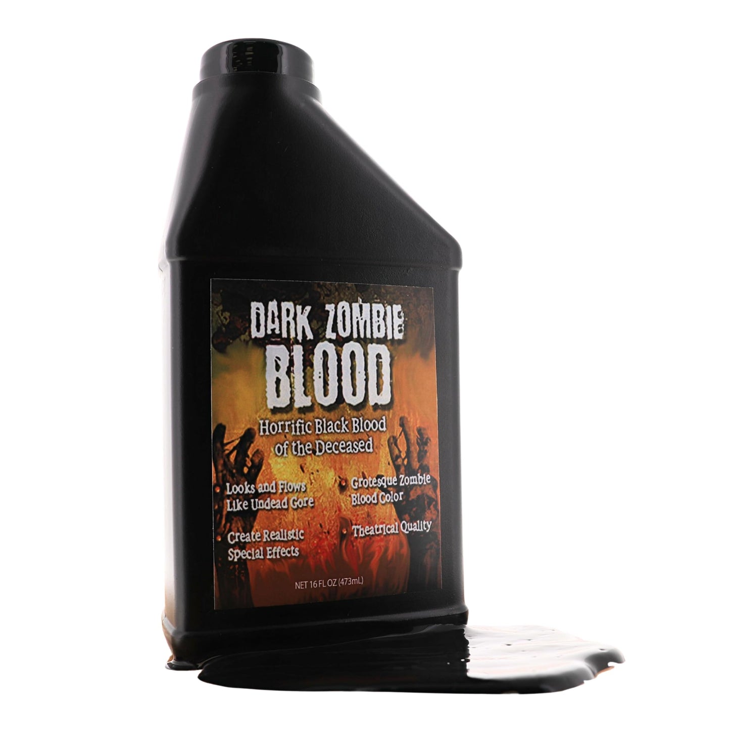 Dark Zombie Blood - 16 fl oz Bottle Ultra-Realistic Black Fake Blood for Halloween, Cosplay, Horror Makeup & SFX - Washable, Long-Lasting Formula