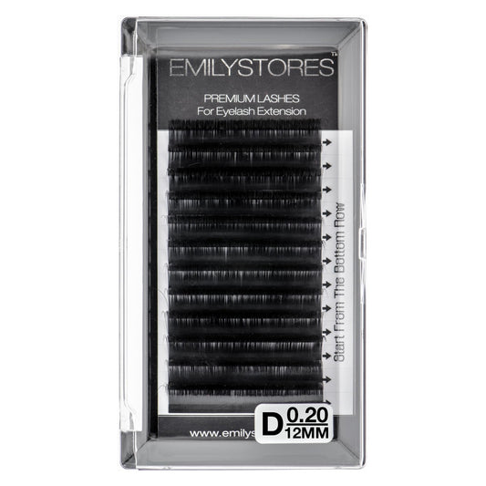 EMILYSTORES Eyelash Extensions 0.20mm Thickness D Curl Length 12mm Individual Eye Lashes Single Size For Lash Extension (0.20,D,12mm)