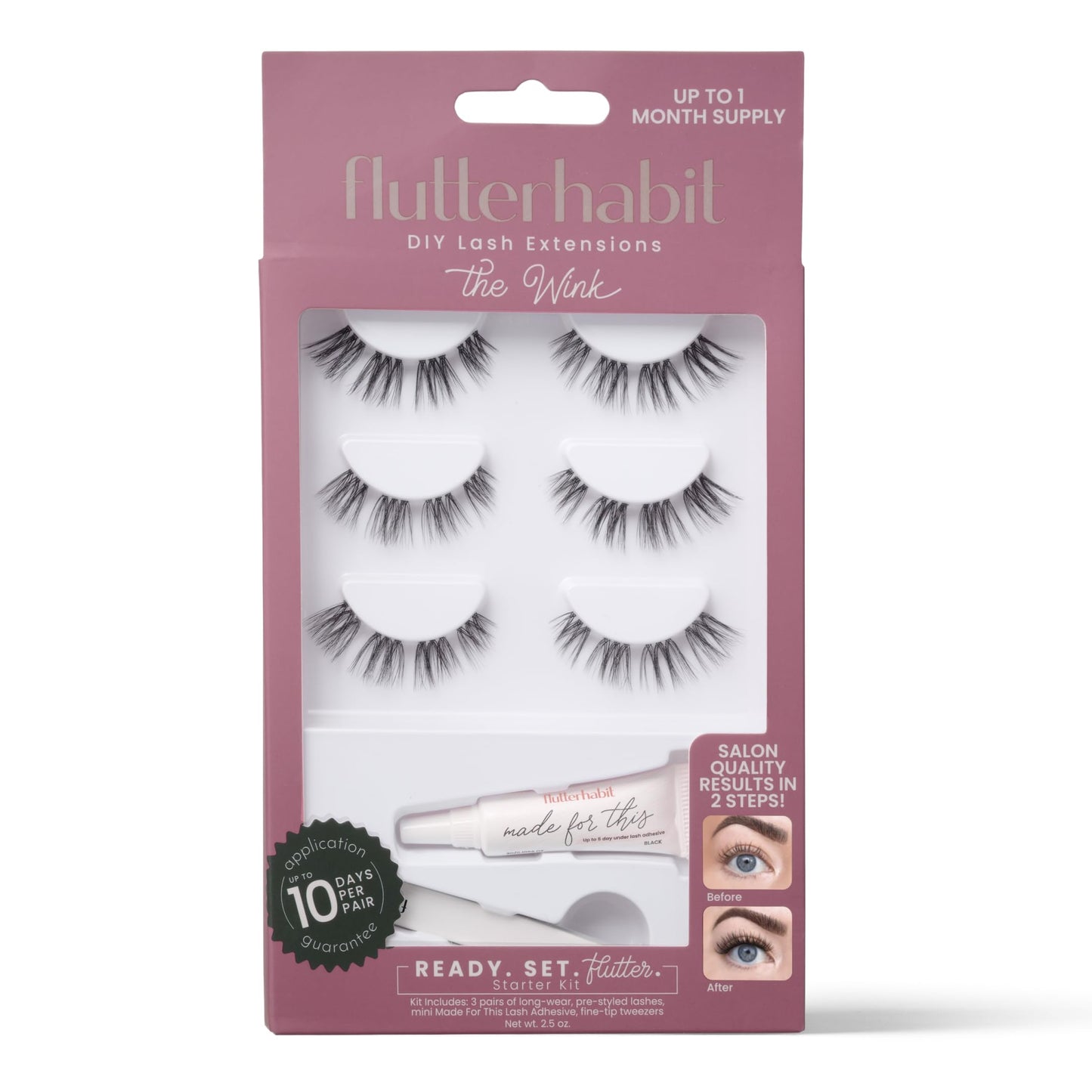 FlutterHabit Wink Ready Set Starter Kit, DIY Eyelash Extensions, Lash Clusters for Women, Professional Quality At Home Eyelash Extension Kit, Natural…