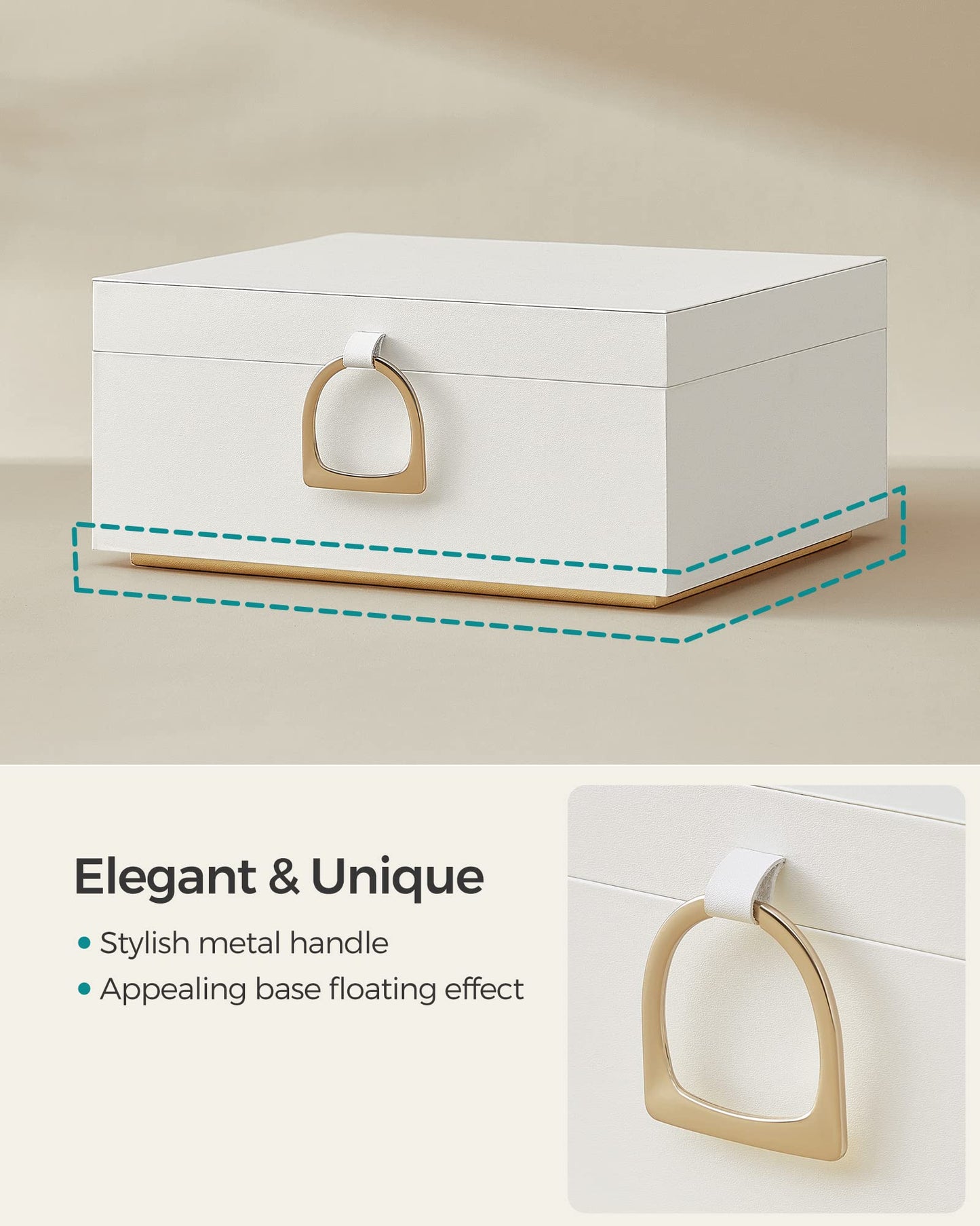 SONGMICS 2-Layer Jewelry Box, Jewelry Organizer with Handle, Removable Jewelry Tray, Jewelry Storage, Floating Effect, 8.1 x 9.4 x 4.3 Inches, Gift…
