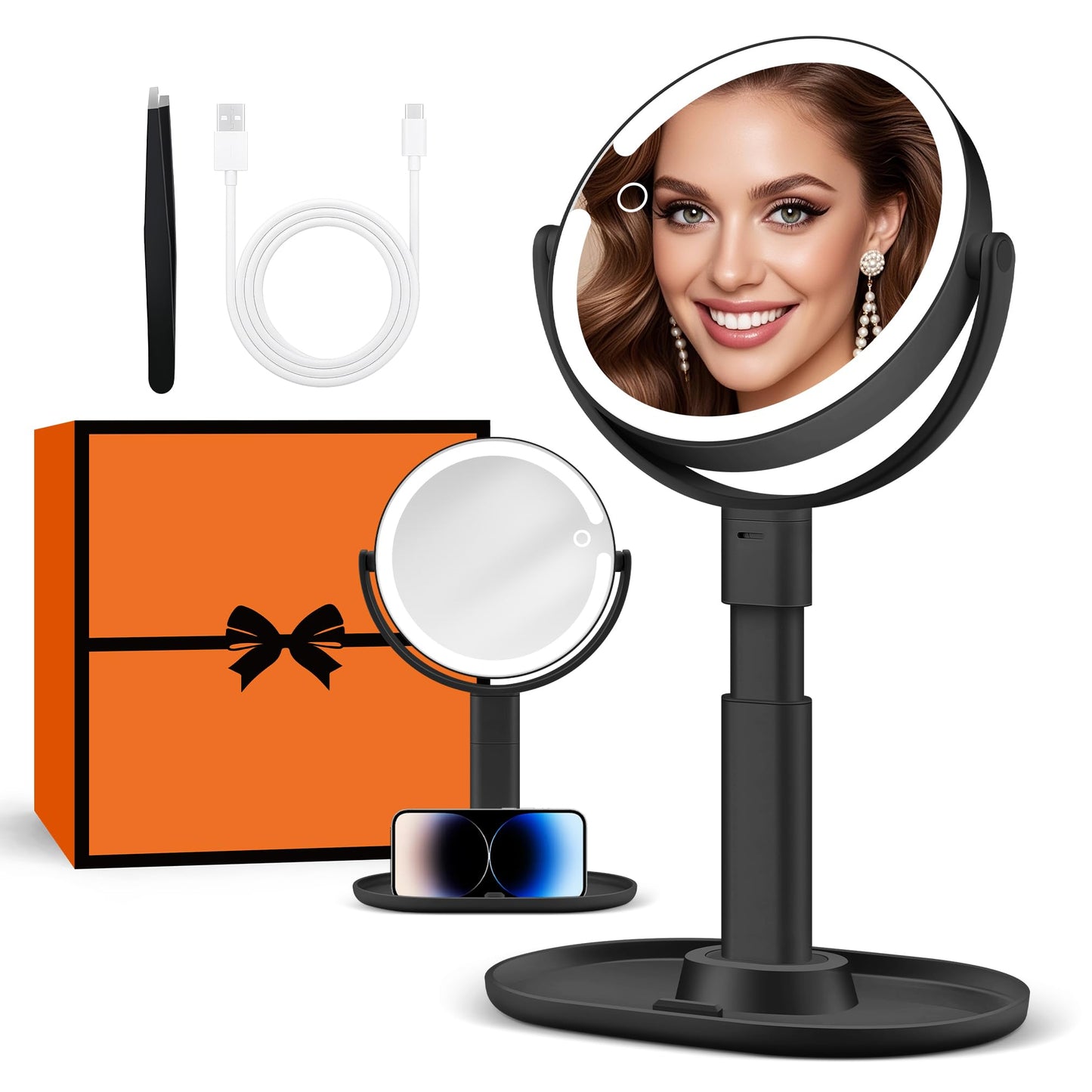 B Beauty Planet Makeup Mirror with Lights, Lighted Magnifying Mirror 30X with 3 Lighting and Adjustable Brightness, 2-Sided Height Adjustable Vanity Beauty and Personal Care B Beauty Planet Default Title