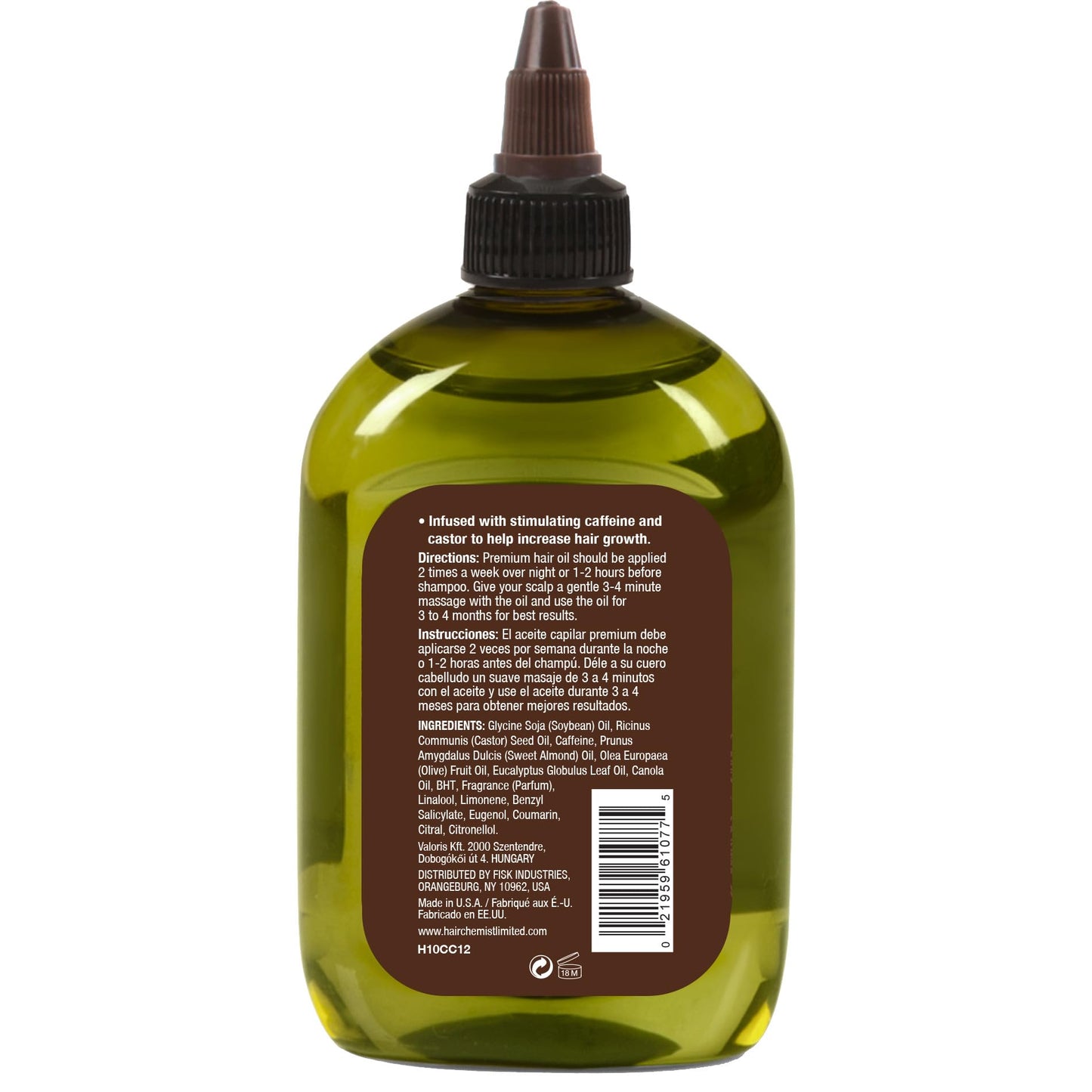 Hair Chemist, Oil, Large 12 oz - Caffeine and Castor Faster Growth Hair Oil for Unisex Adult