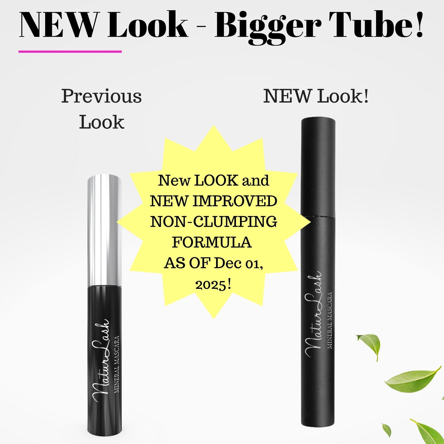 Fifth & Skin NATURLASH Natural Mascara (BLACK) Hypoallergenic for Sensitive Eyes - New Formula - New Packaging! Vegan - Cruelty, Gluten, Nut & Paraben