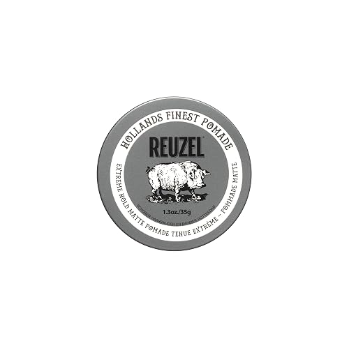 REUZEL Extreme Hold Matte Pomade, Strongest All Day Hold, Water Soluble Styling, Matte Finish & Flake Free, Easy To Wash Out, For All Hair Types