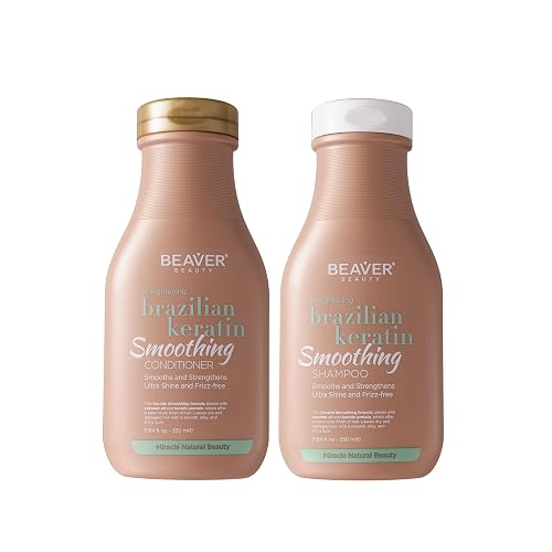 BEAVER Smoothing Shampoo and Conditioner Set, Keratin Formula with Coconut Oil, Sulfate-free Shampoo and Conditioner for Women and Men, Ultra Shine