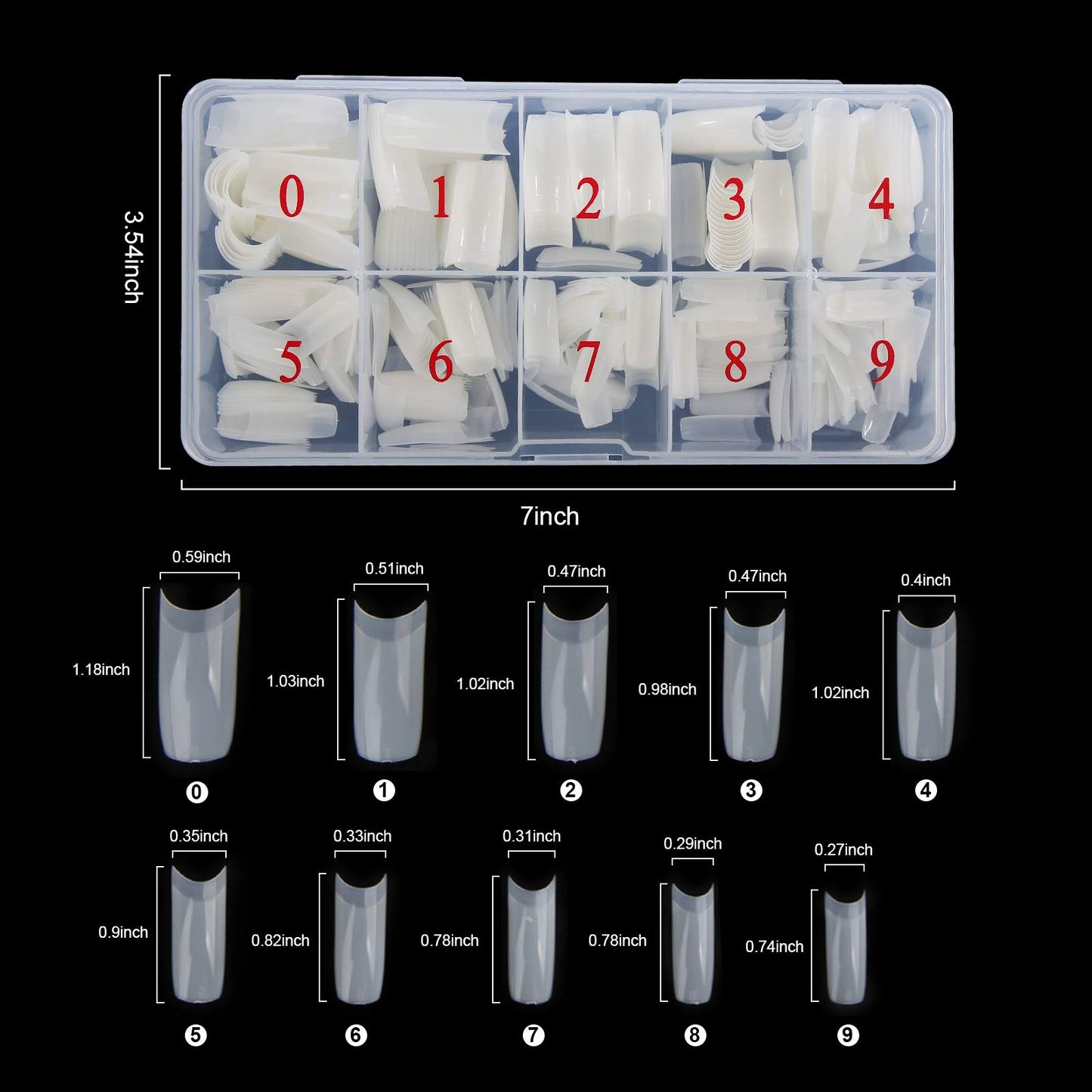 Abodhu Acrylic Natural Nail Tips Kit 500 Pcs French Tip Nails Set Square Half Cover False Nails with Glue, Files, Clipper, Storage Case, Nail Art