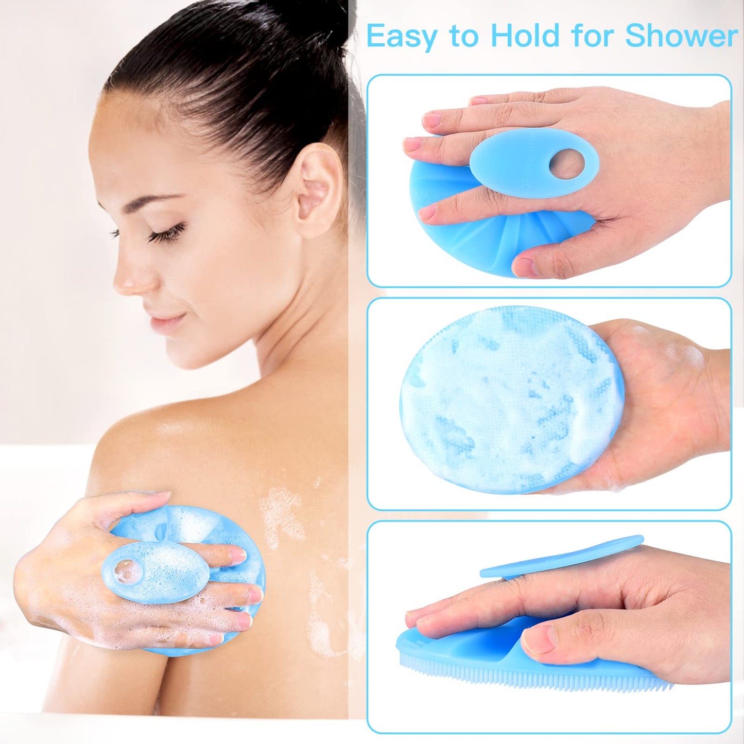 INNERNEED Food-Grade Soft Silicone Body Cleansing Brush Shower Scrubber, Gentle Exfoliating and Massage for All Kinds of Skin (Blue)