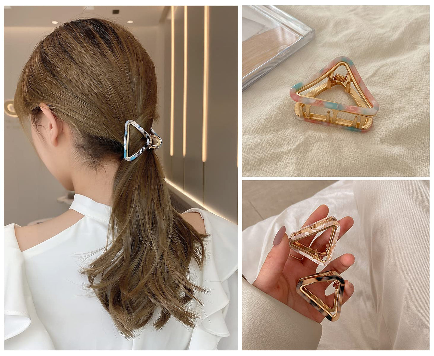 Yusier 6 PCS Small Hair Claw Clips 2 Inch Acetate Hair Jaw Clips 6 Colors Fashion Leopard Claw Hair Clips for Women Girls