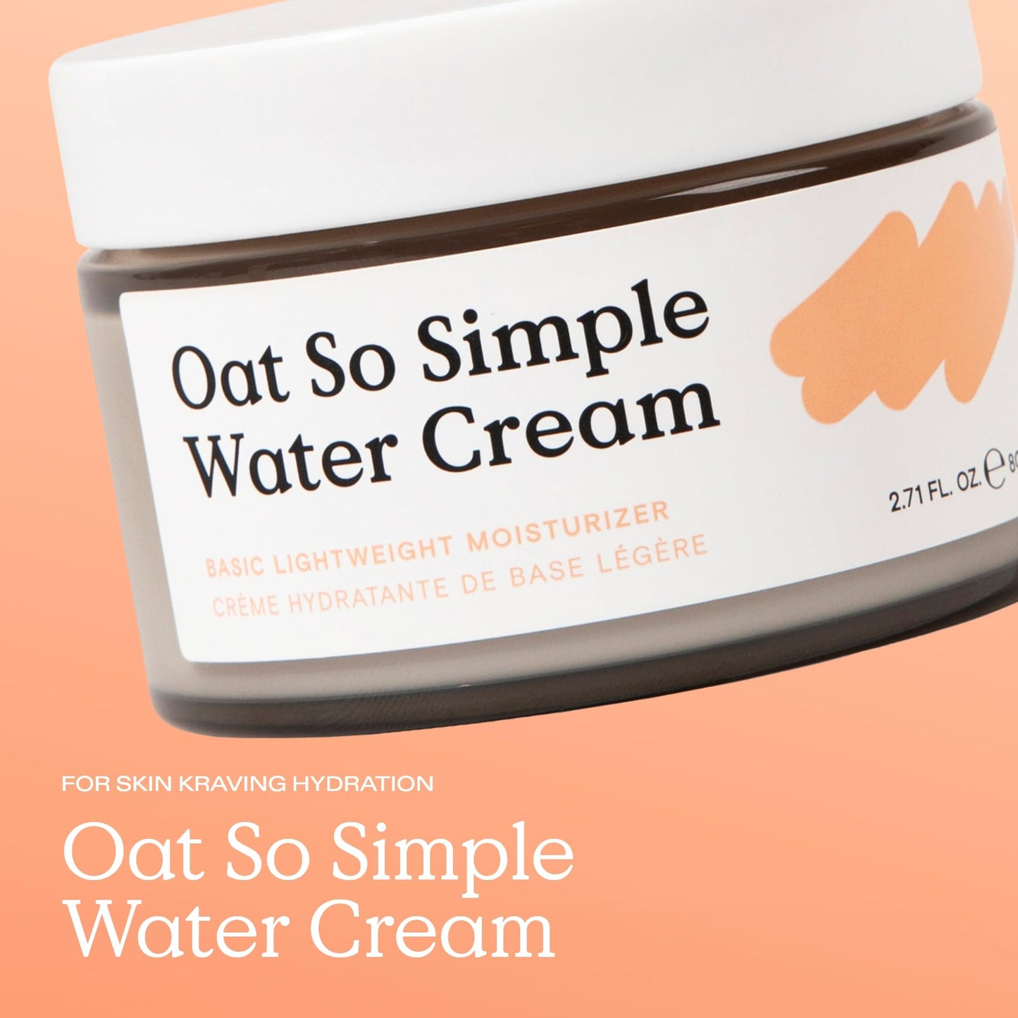 KraveBeauty Oat So Simple Water Cream Moisturizer, Calming, Lightweight Hydrating Gel Face Cream for Sensitive Skin with Oat Extract & Squalane