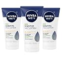 NIVEA MEN Sensitive Face Lotion with SPF 15, Broad Spectrum Sunscreen, 3 Pack of 2.5 Fl Oz Tubes