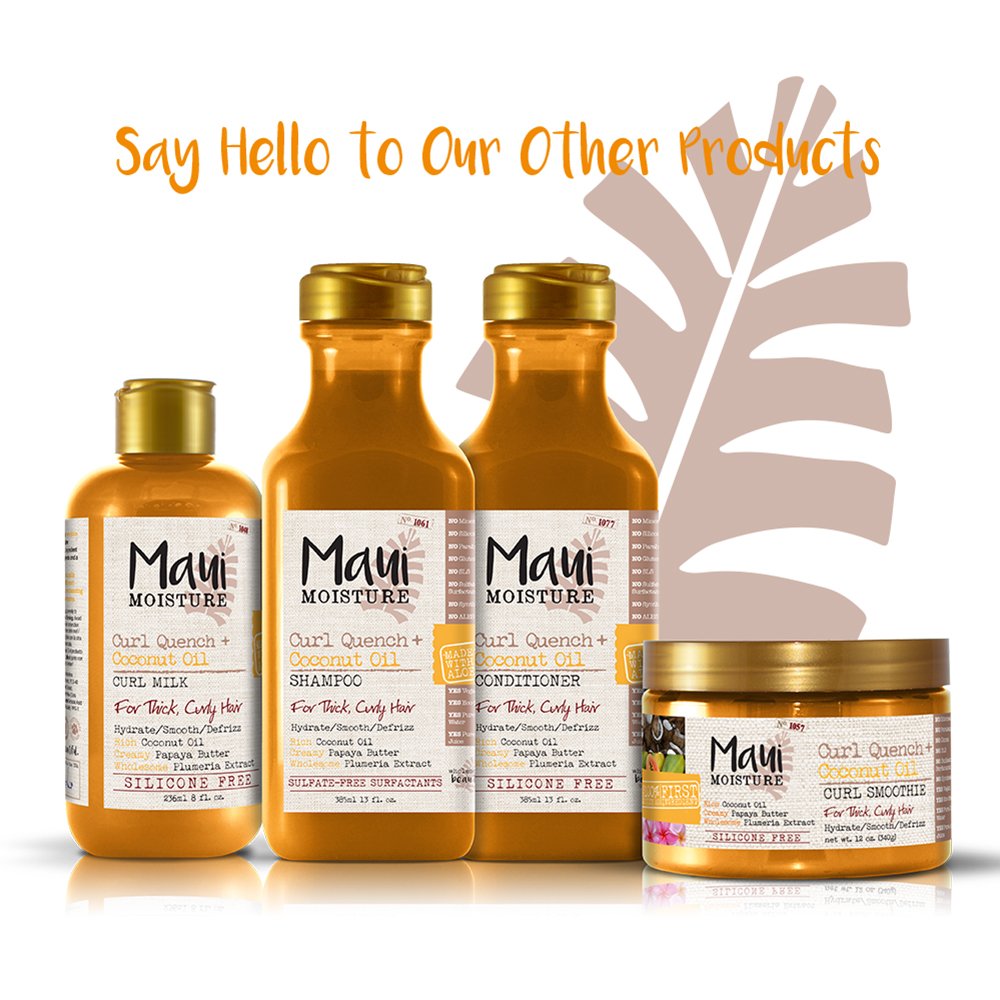 Maui Moisture Curl Quench + Coconut Oil Anti-Frizz Curl-Defining Hair Milk to Hydrate and Detangle Tight Curly Hair, Softening Leave-In Treatment