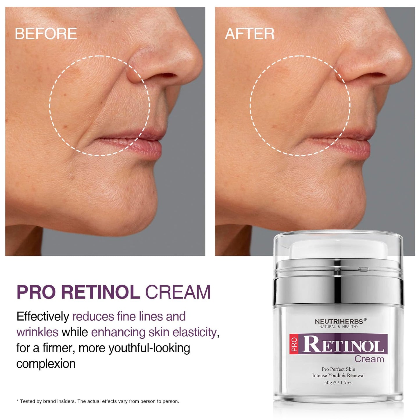 Neutriherbs Retinol Cream for Face,Night Facial Moisturizer Rich Vitamin A,Reduce Fine Lines and Smooth Wrinkles, Anti Aging Skincare - 1.7 fl.oz