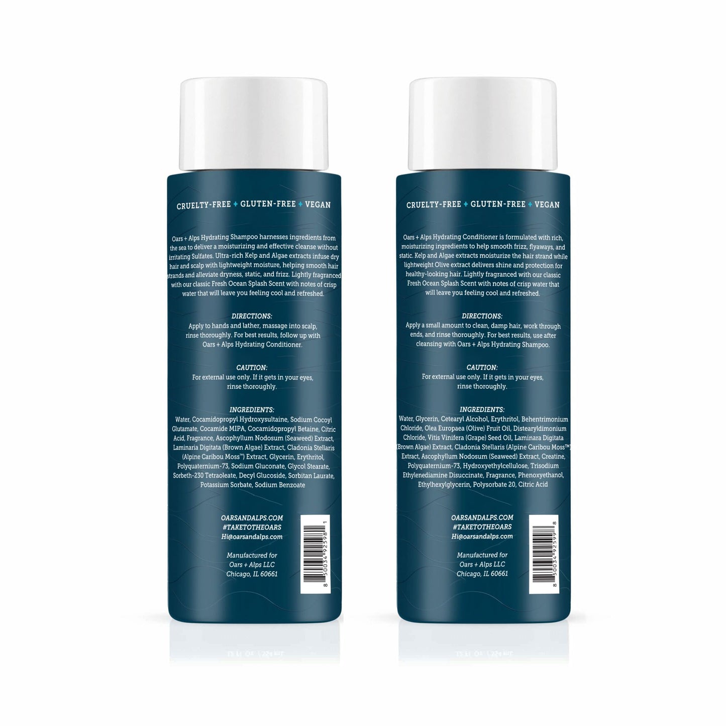 Oars + Alps Men's Sulfate Free Hair Shampoo and Conditioner Set for Men & Women, Infused with Kelp & Algae Extracts, Nourishing & Moisturizing