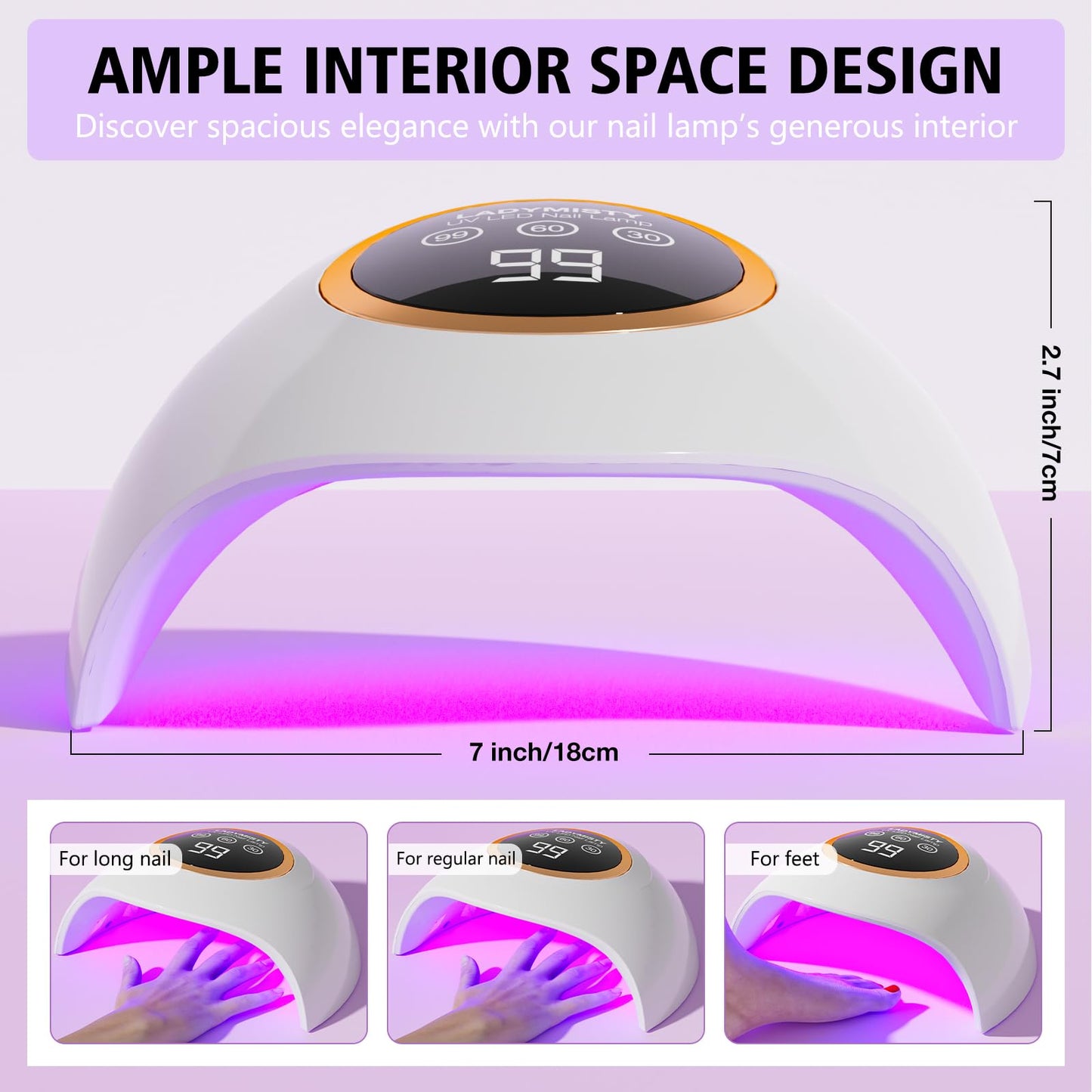 LadyMisty 72W UV LED Nail Lamp, 2026 New Upgrade UV Light for Gel Nails with 18 Beads, 3 Timer Nail Dryer, LCD Display, Auto Sensor, Professional Nail Beauty and Personal Care LadyMisty