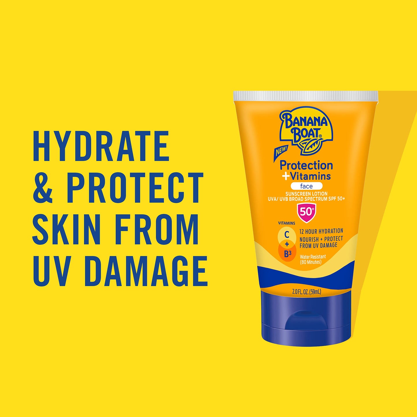 Banana Boat Protection + Vitamins Face Sunscreen Lotion SPF 50 | Travel Size Sunscreen for Face, Moisturizing with Vitamin C & Vitamin B3 Niacinamide