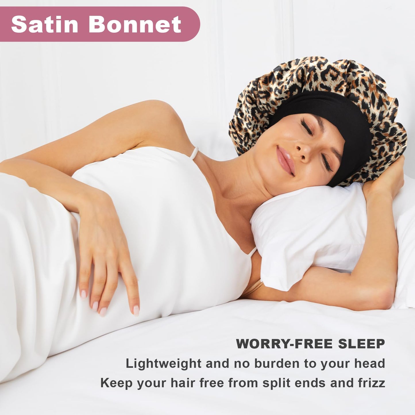 8Pcs Satin Bonnet Silk Bonnet, Hair Bonnet for Sleeping Beauty and Personal Care LEADUWAY