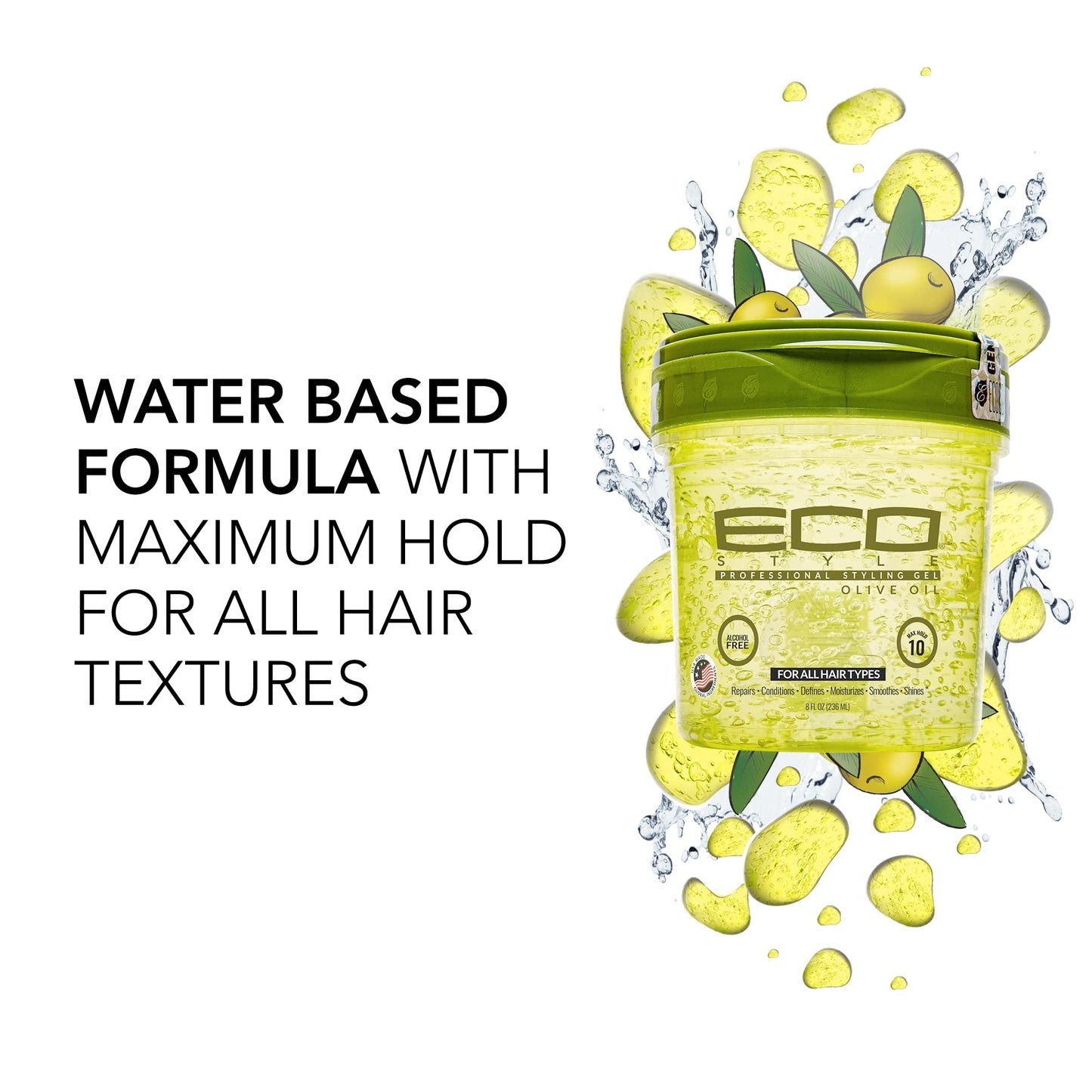 Eco Style Olive Oil Professional Styling Hair Gel, 16 oz (Pack of 3)