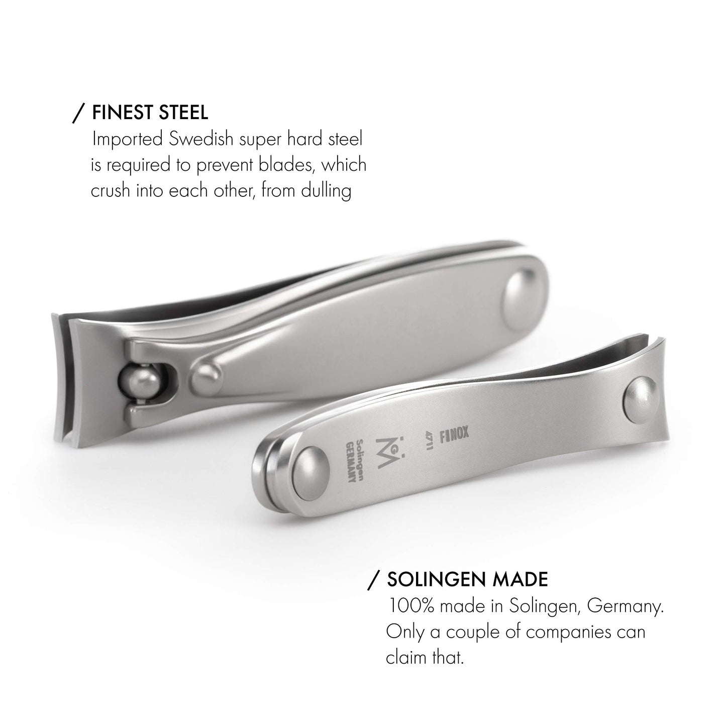 GERMANIKURE 3pc Travel Manicure Set - FINOX Stainless Steel Tools Handmade in Solingen Germany: Fingernail Clipper, Toenail Clipper, Glass Nail File