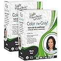 Light Mountain Henna Hair Color & Conditioner, Color the Gray - Black Hair Dye for Men/Women, 2-Step Chemical-Free, Semi-Permanent Hair Color