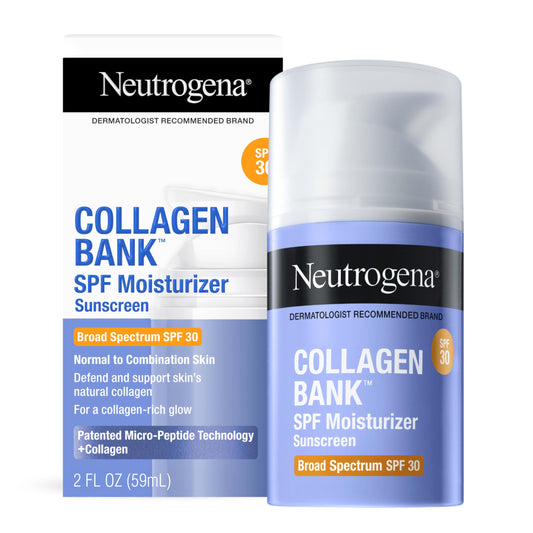 Neutrogena Collagen Bank Face Moisturizer, Broad Spectrum SPF 30 Anti-Aging Face & Neck Collagen Cream, Micro-Peptides, No White Cast 2 fl oz & Trial