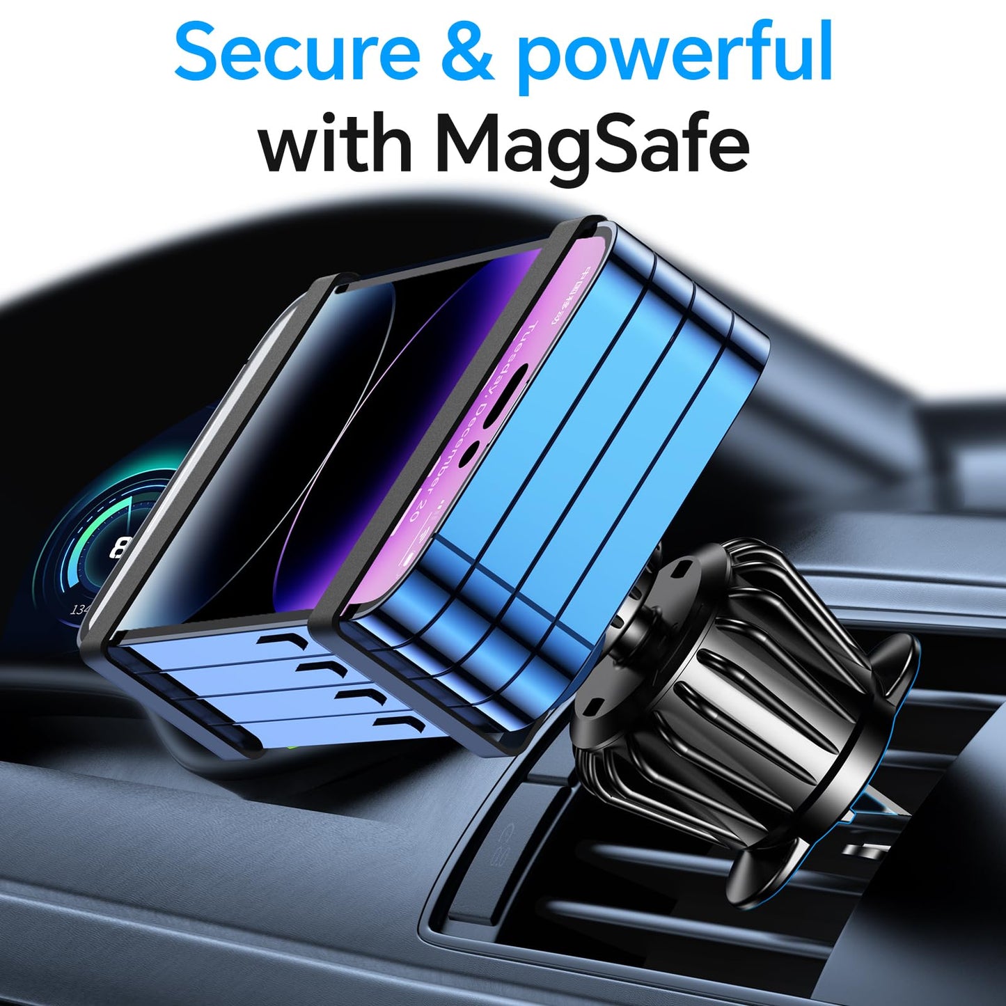 Kaistyle MagSafe Car Mount – 20X Strong Magnets, 360° Magnetic Phone Holder for iPhone 16–12 Series