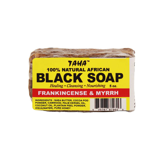Taha African Black Soap Bar, Organic & 100% Natural, Soothing & Moisturizing, Healthy Cleansing - Great for Blemishes, Acne, Dry Scalp, and More