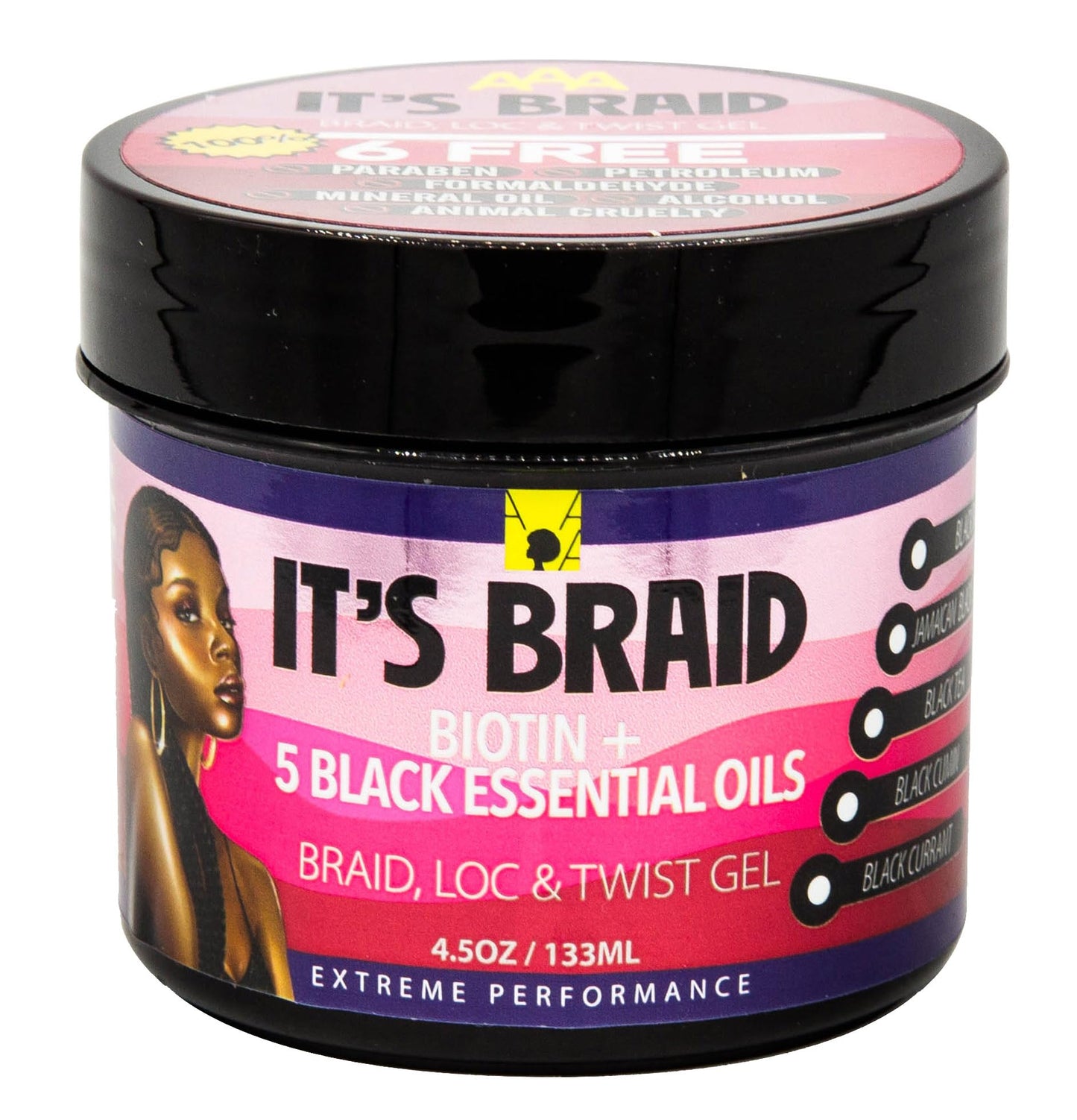 African Anti Aging It's Braid Braid, Loc, & Twist Gel With Biotin + 5 Black Essential Oils 4.5 Oz (Pack of 1)