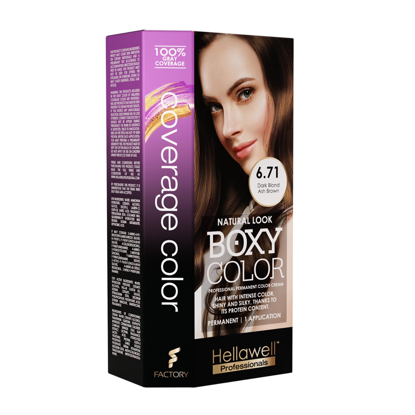 BOXY COLOR Coloring kit professional, permanent color cream hair dye with Vegetal Protein to get Hair with intense color shiny and silky. 100% Gray
