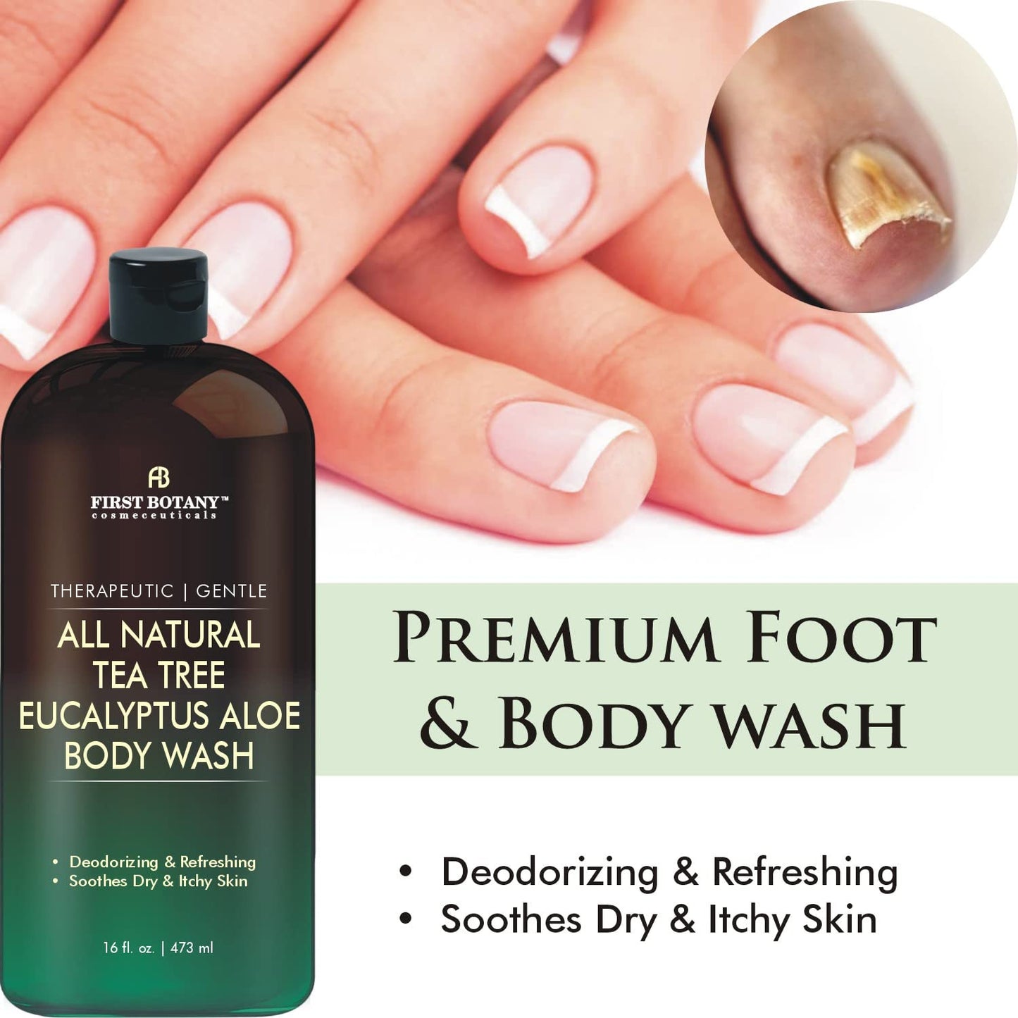 First Botany, ALL Natural Body Wash - Fights Body Odor, Athlete's Foot, Jock Itch, Nail Issues, Dandruff, Acne, Eczema, Shower Gel for Women & Men Beauty & Personal Care First Botany