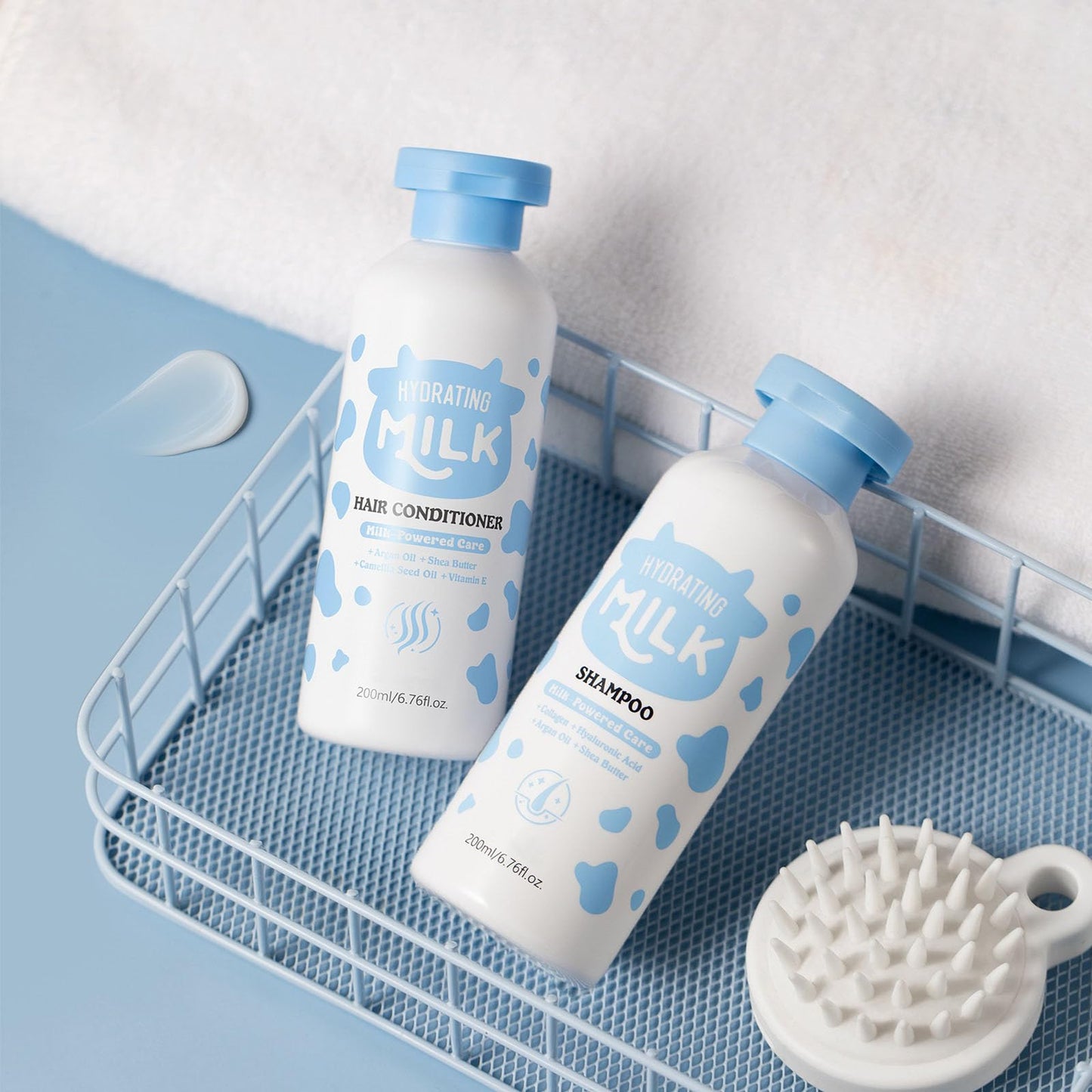 Milk Shampoo and Conditioner Set, Hydrating Shampoo and Conditioner for Curly, Fine, Thick or Straight Hair, Daily Cleaning & Moisturizing Care