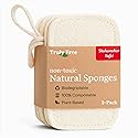Truly Free Natural Cleaning Sponges, 100% Organic Luffa Dish Scrubber, Plant-Based Compostable Kitchen Dishwasher Sponge, Cleans Sink, Grout & Tile