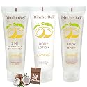 Travel Size Toiletries Kits, Bulk Mini Hotel Guest Amenities (Tropical Coconut, 1oz each), 3-Piece Sets Refreshing Coconut Scent - 50 Shampoo