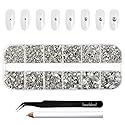 Beadsland Rhinestones for Makeup,8 Sizes 2500pcs Crystal Flatback Rhinestones Face Gems for Nails Crafts with Tweezers and Wax Pencil,Clear,SS4-SS30