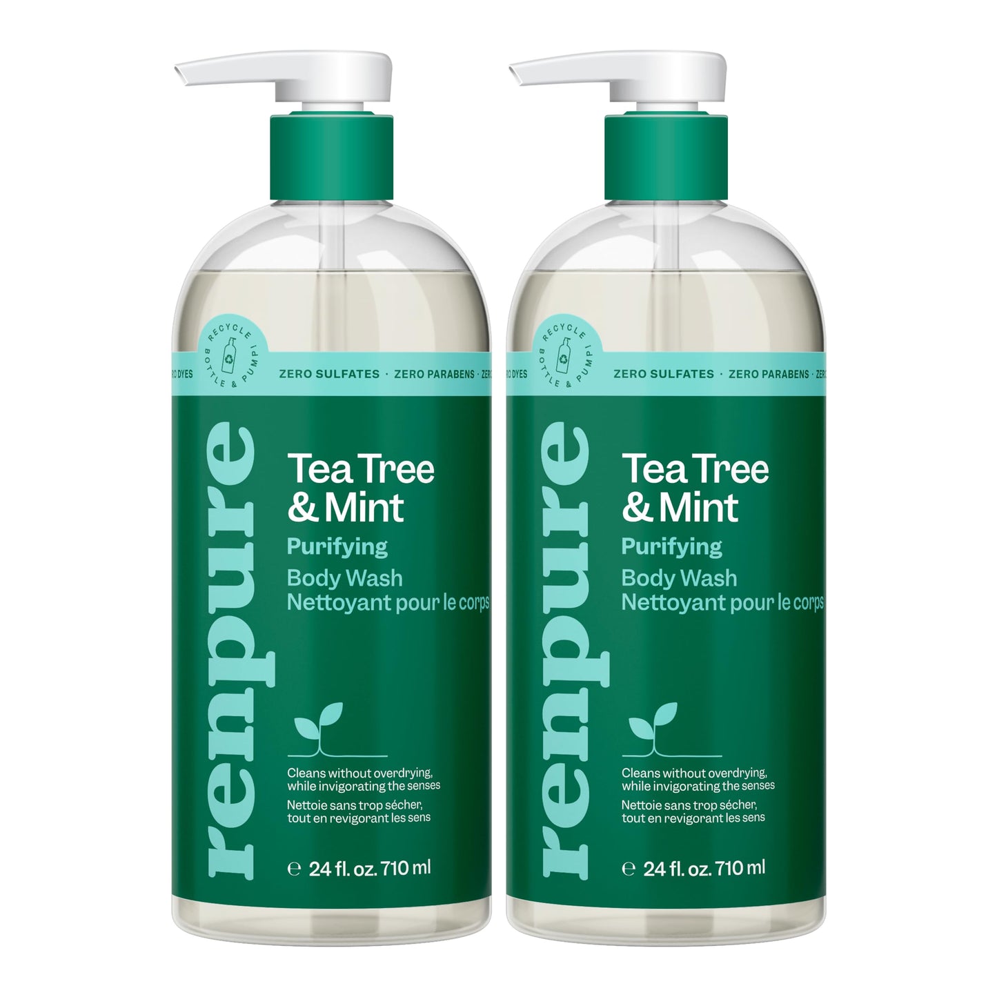Renpure Tea Tree & Mint Body Wash - Cleanses, Invigorates & Refreshes Skin Without Over-Drying - For All Skin Types - Tea Tree Leaf Oil, Spearmint