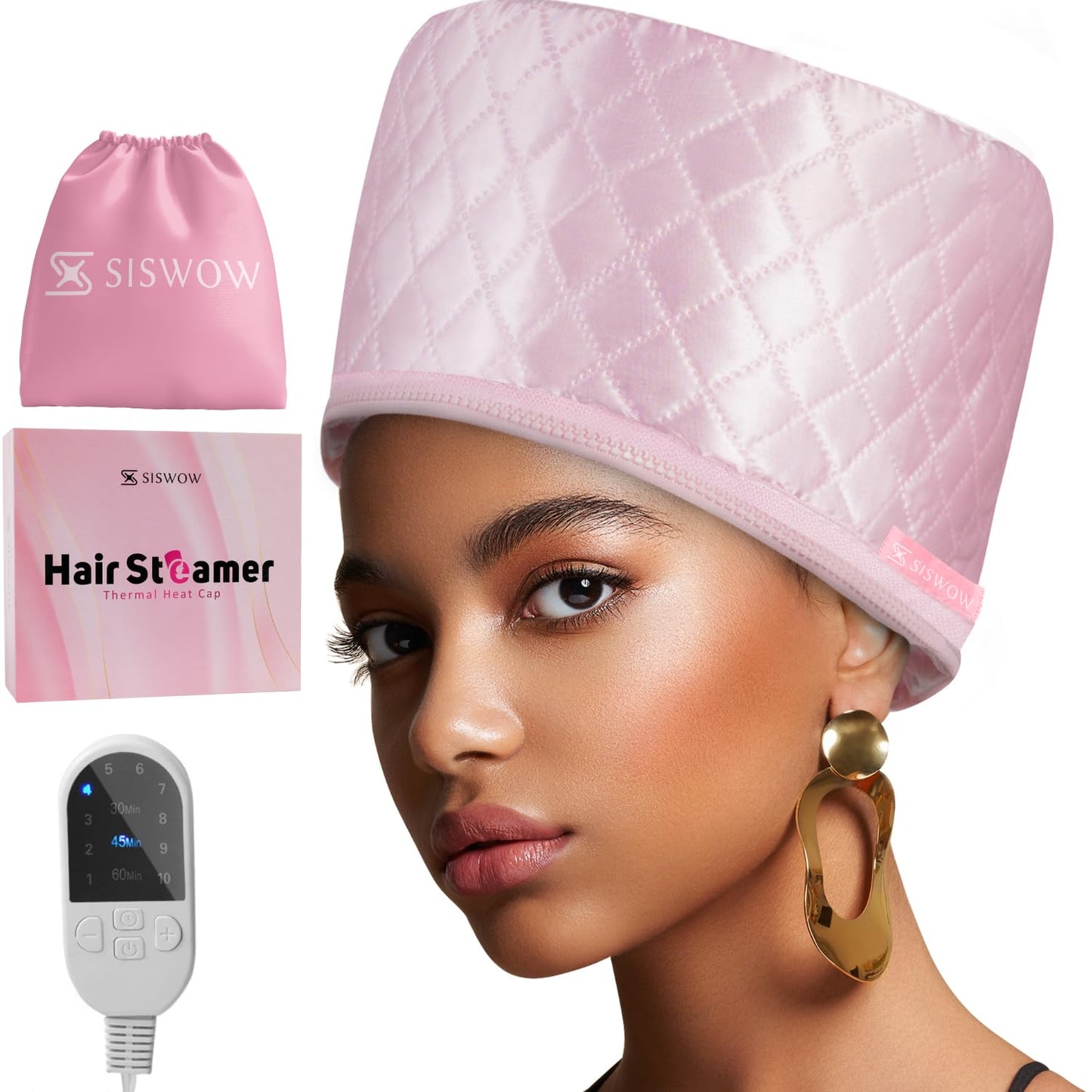SISWOW Thermal Steamer Cap for Great Deep Conditioning With 10-level Heat for Natural Black Hair Beauty and Personal Care SISWOW Default Title