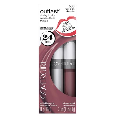 COVERGIRL Outlast All-Day Moisturizing Lip Color, Wine to Five, 0.06 Ounce (packaging may vary)
