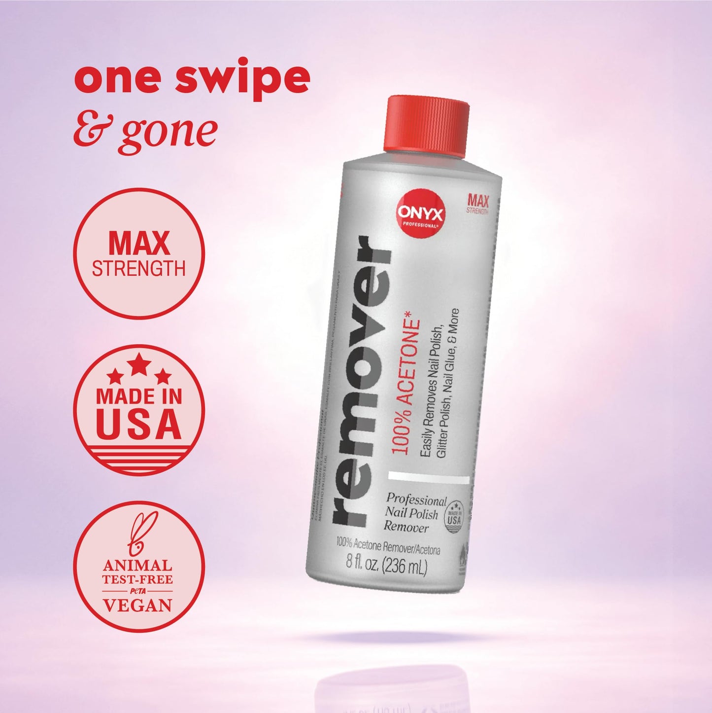 Onyx Professional 100% Pure Acetone Nail Polish Remover Kit with 7 inch Nail File, 8 fl oz - Made in USA, Maximum-Strength Gel Polish Remover Beauty and Personal Care Onyx Professional