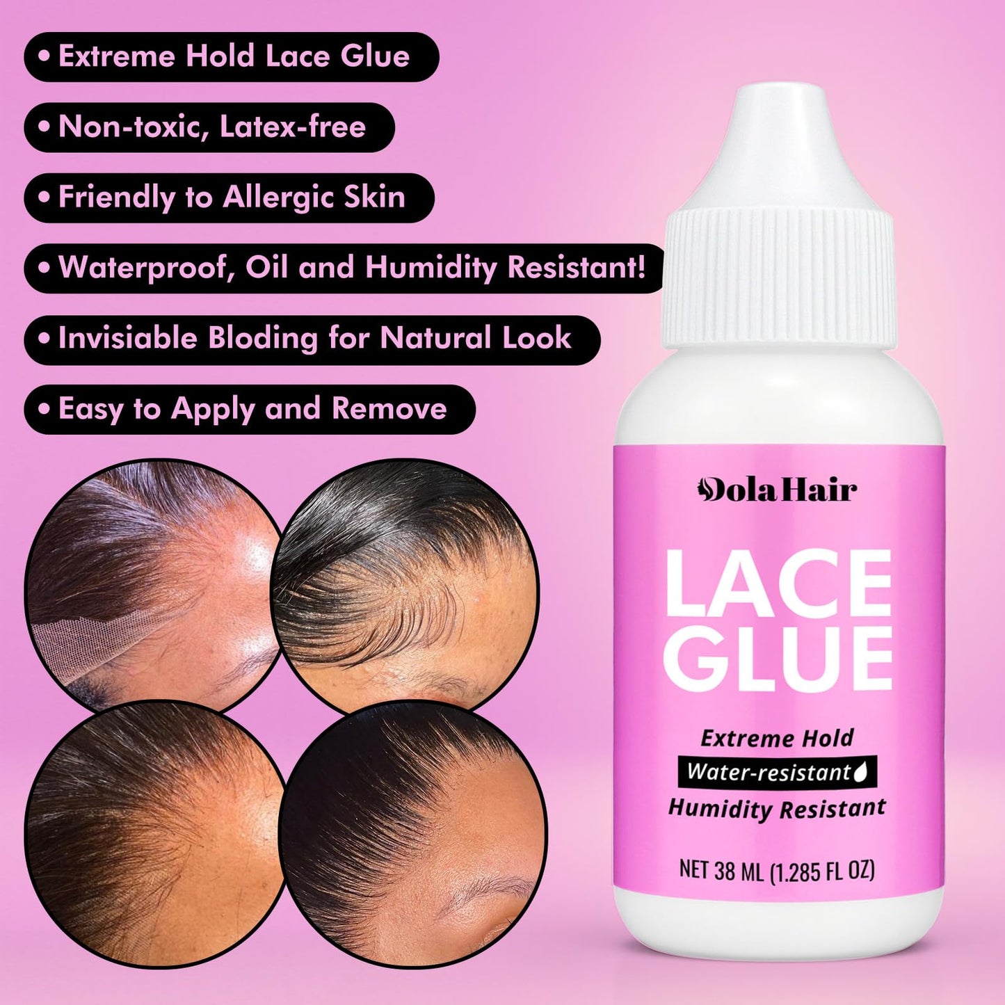 Dolahair Lace Wig Glue Kit - Waterproof Lace Front Adhesive for Wigs (Glue Kit-9pcs)
