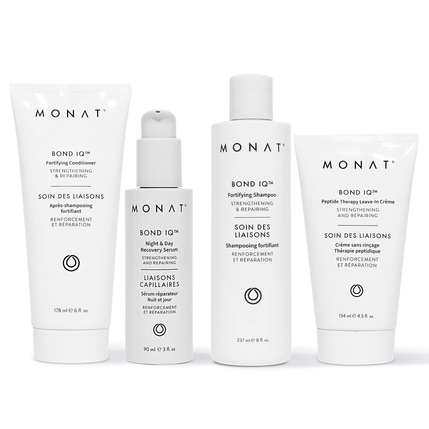 MONAT BOND IQ System - Complete Strengthening & Restorative Hair Care Set with Fortifying Shampoo Conditioner, Recovery Serum & Leave-In Cream